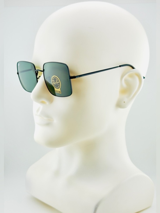 Ray-Ban Women’s Square Sunglasses RB1971 Polished Black Metal Frame Green Lenses main image 9